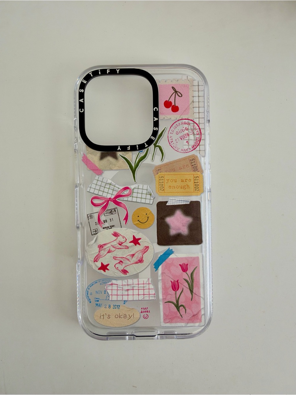 Casetify Clear Decorative Sticker iPhone 16 Pro Case - Pink Accent